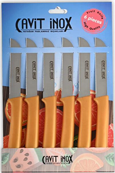 Cavit İnox Disli Sarı Meyve Bıçağı Seti 6 Parca