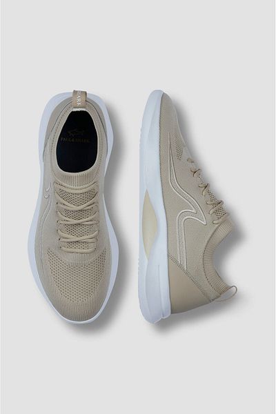 PAUL&SHARK Men's Lace-Up Rubber Fin Printed Running Shoes - Beige C0P8023-348