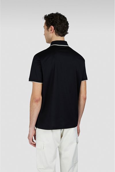 PAUL&SHARK Men's Belted Sleeved Polo Brand Logo Black T-Shirt 25411301 A-011