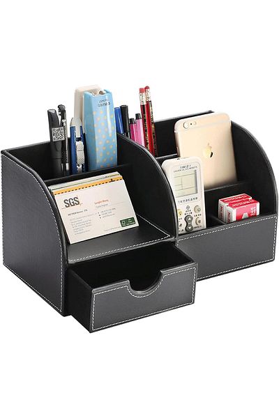 COOYA Office Desk Organizer, Multifunctional Storage Box, for Business Card Pen Pencil Mobile Phone(Black)