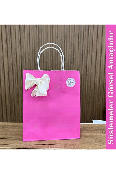 GİZPAK Burgu Saplı Fuşya Kağıt Çanta 18x24x8cm 50 Adet