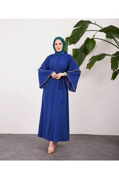 963 Tarz Sleeve Stone Belted Dress
