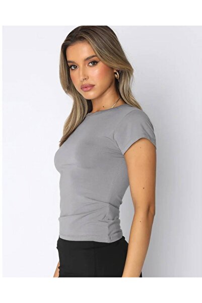 SEVENLINE Ženska okrugla kragna Elastično Skuba tkanina kratki rukav T-shirt