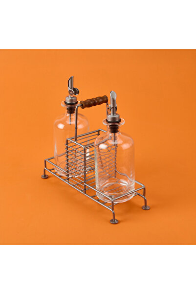 AROW Julia Metal 2-Piece Glass Oil Bottle - Transparent / Black - 200 ml