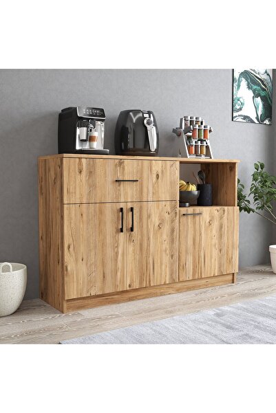 Tanmob MTD0402 İnci 128 cm Kapaklı Çekmeceli Alt Mutfak Dolabı Çam