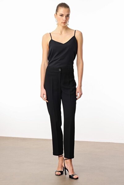 Moda İlgi High Waist Fashionable Trousers - 7913 Black