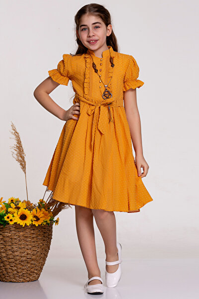 SÜSLÜ PİNK KİDS KIZ ÇOCUK BAYRAMLIK  GÜNLÜK ELBİSE