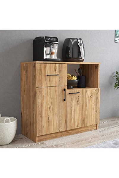 Tanmob MTD0302 İnci 90 cm Kapaklı Çekmeceli Alt Mutfak Dolabı Çam