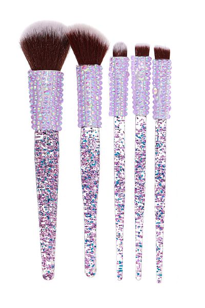 Roesıa Rose Cosmetics Rose 5-Piece Silvery Stone Makeup Brush Set