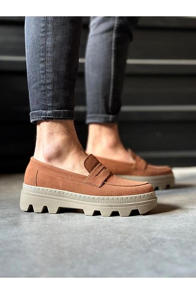Knack Tan Suede High Sole Classic Shoes - 779