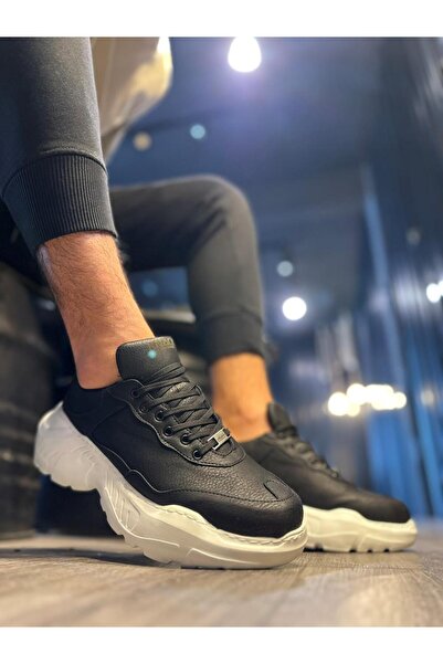 Knack High Sole Casual Shoes N75 Black (White Sole)