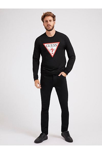 Guess Crew Neck Black Men's Sweatshirt M2Yq37K6Zs1Jblkaudley Cn Fleece