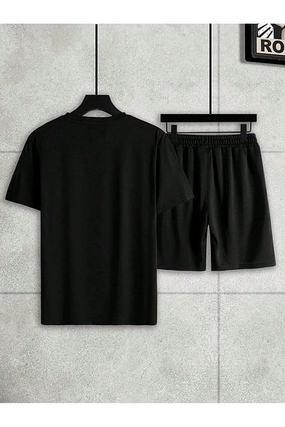 ZEMLİYA Men's Top-Bottom Tshirt Shorts Printed Set