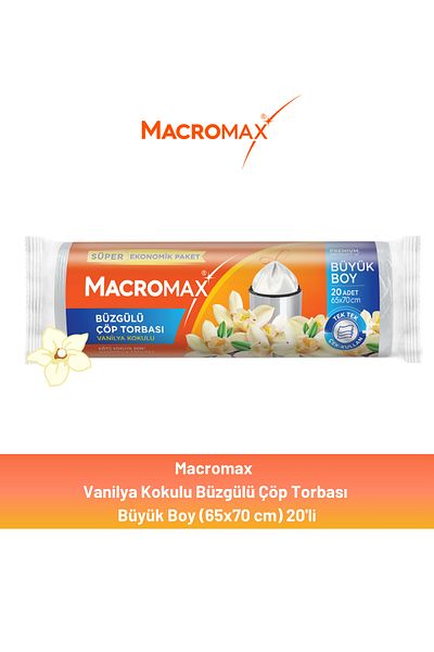 MACROMAX كيس قمامة فانيليا كبير الحجم برباط 20 كيس