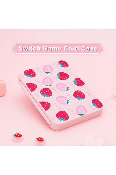 COOYA Game Card Case, Portable Storage Case, Portable Game Cartridge, Cute Strawberry Pattern Storage Box