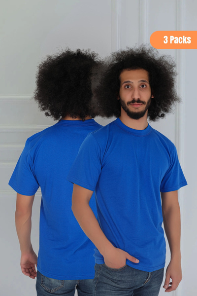 CENNETOĞLU Men's 3-Piece Slim Fit Zero Collar Undershirt T-shirt