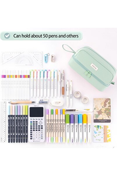 erorex Large Pencil Case Big Capacity Large Pencil Case Canvas Pen Pouch Bag With 2 Compartments For Girls