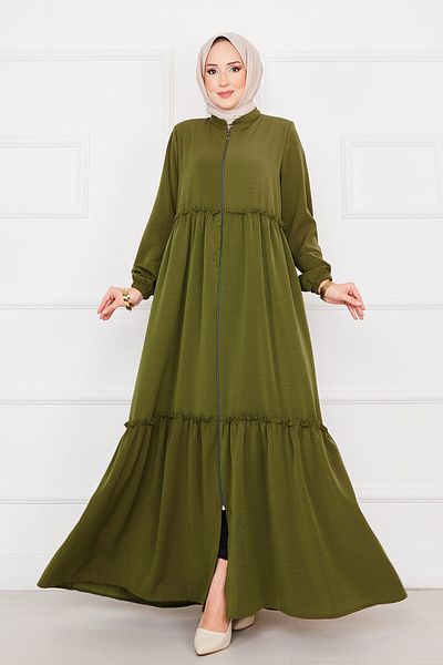 EBRUTESETTÜR Elastic Sleeve Gathered Hijab Ferace