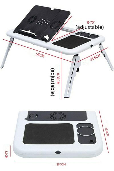 erorex Adjustable Laptop Desk Foldable Stand Table With Usb Cooling Fans Cup Slot Notebook Tray Reading