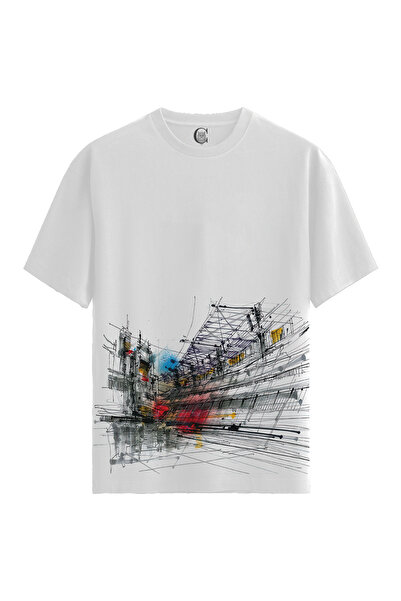 Color Luxe Futuristic Arena - 100% Cotton Men's White T-Shirt - Premium Quality