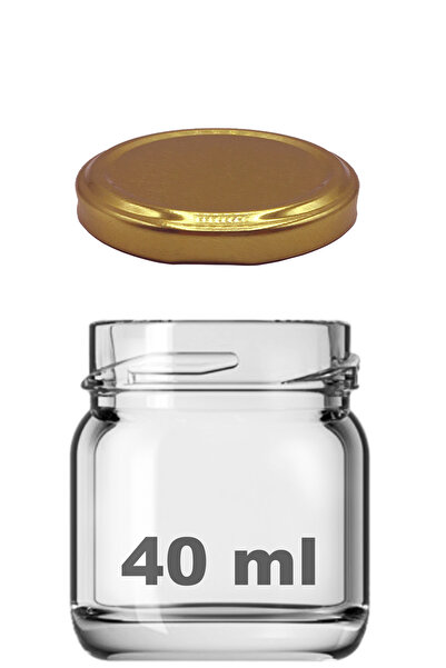 Afracam 40 ml Metal Gold Kapaklı 40 Cc Şeffaf Numune Cam Kavanoz Küçük 1 Adet