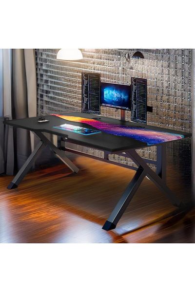 erorex Gaming Desk Pc Computer Desk Home Office Desk Gaming Workstation 120 * 60 * 75Cm Black