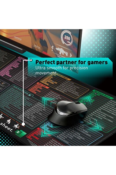 erorex لوحة ماوس إكسل كبيرة الحجم قابلة للتمديد بمفاتيح اختصار، ورقة غش، لوحة ماوس للألعاب، لوحة ماوس للكمبيوتر، جدول بيانات مكتبي