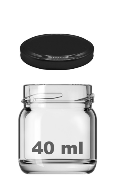 Afracam 40 ml Metal Siyah Kapaklı 40 Cc Şeffaf Numune Cam Kavanoz Küçük 1 Adet