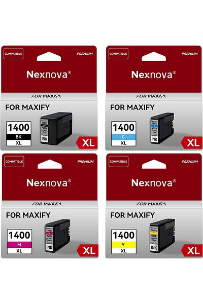erorex خرطوشة حبر متوافقة مع طابعة كانون Pgi 1400Xl عالية الإنتاجية، عبوة من 4 قطع، أسود، سماوي، أرجواني، أصفر، Pgi