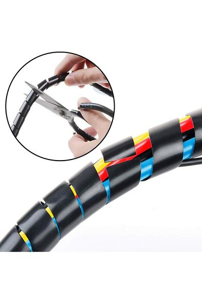 erorex Spiral Wire Wrap Tube Black 10Mm X 10M Cable Management Cover