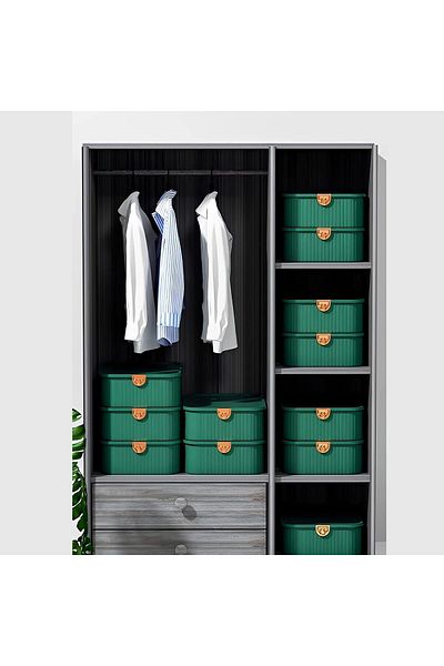 COOYA Drawer Organizer With Dividers for Wardrobe Storage Boxes for Storing Socks, Underwear, Ties, Green