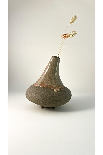 zeynep El Yapımı Stoneware Üç Ayaklı Seramik Vazo
