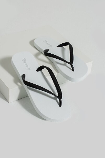 Bermody Білі базові жіночі шльопанці - зручні пляжні капці між пальцями