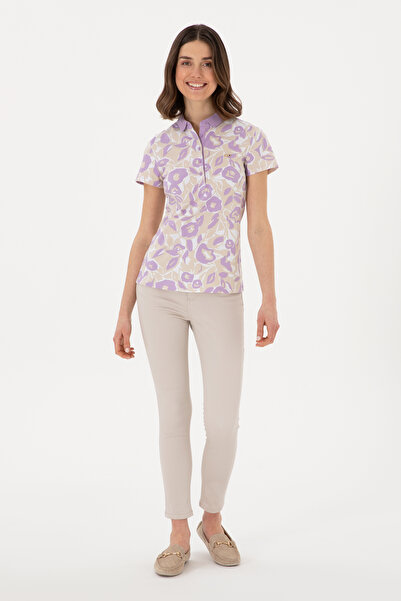 U.S. Polo Assn. Tricou de damă liliac cu gât polo 50299537-VR034