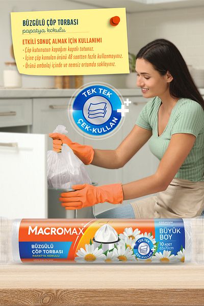 MACROMAX كيس قمامة ديزي برباط مقاس كبير 10 قطع