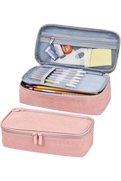 erorex Large Pencil Case With Compartments Easy To Sort Stationary Pencil Case For Women Pink Pencil Case