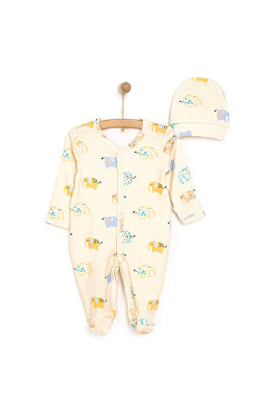 ebebek Hello Baby HelloBaby Yenidoğan Fil Baskılı Erkek Tulum-Şapka Erkek Bebek