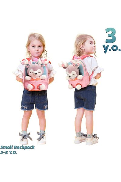 erorex Lovely Toddler Backpack Little Doll Stuffed Animal Kids Plush Backpack Cartoon Preschool Purse For