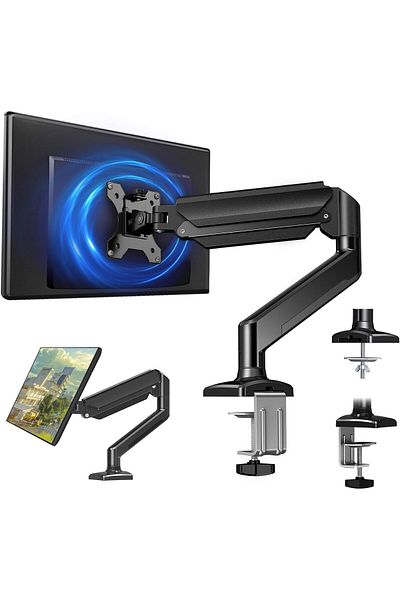 erorex حامل شاشة مكتبي بذراع واحدة وذراع شاشة كامل الحركة مع زنبرك غاز لشاشات LCD مقاس 17 إلى 30 بوصة
