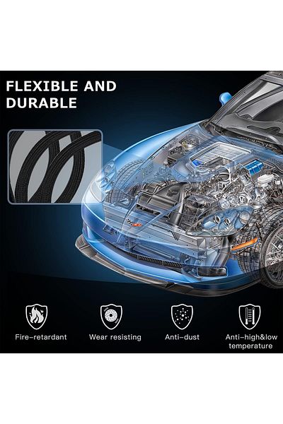 erorex قناة كابل 3 متر 25 35 مم، قناة كابل ذاتية الإغلاق، غلاف كابل مرن منسوج لإدارة الكابلات