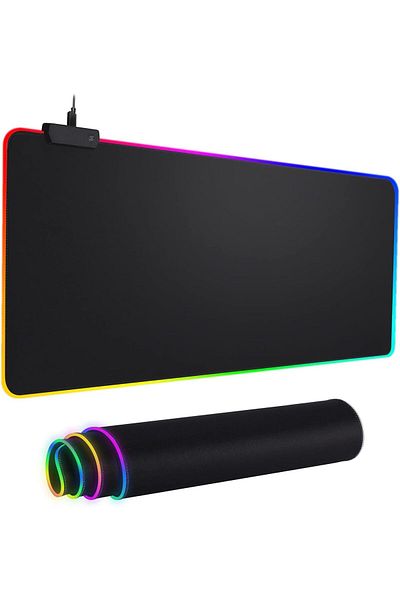erorex لوحة ماوس كبيرة RGB مقاس 800 × 300 × 3 مم، لوحة مفاتيح بإضاءة LED ملونة، لوحة ماوس ممتدة للألعاب
