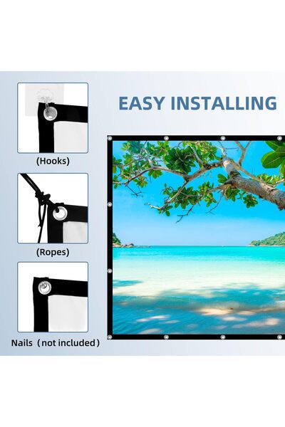 erorex 100 Inch Projector Screen 4K 16:9 Hd Wall Mount Projector Screen Foldable Projection Screen Hanging