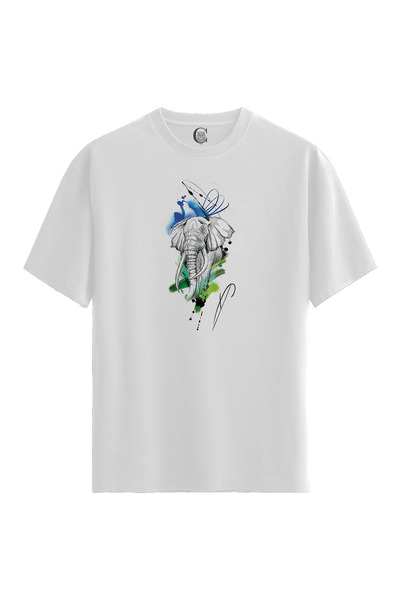 Color Luxe Elephant Art - 100% Cotton Women's White T-Shirt - Premium Quality