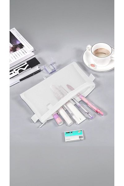 erorex Clear Mesh Zipper Pencil Case Set 4 Piece Exam Stationery Organizer For Students And Makeup Storage