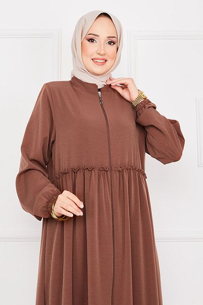 EBRUTESETTÜR Elastic Sleeve Gathered Hijab Ferace
