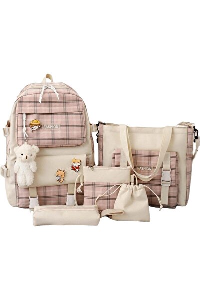 Generic Backpack With Pendants And Pins Accessories 5Pcs Set Rucksack For Tee...