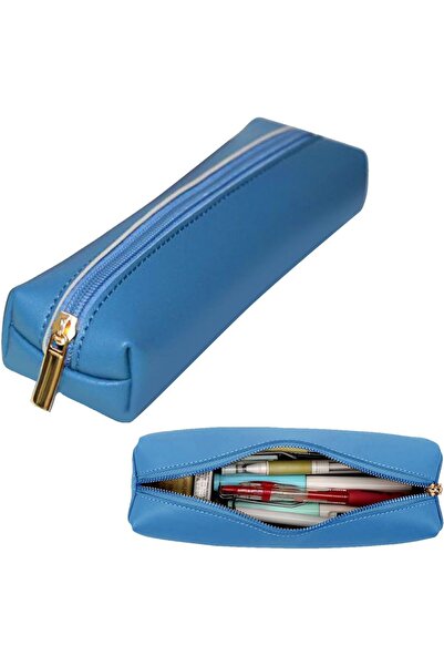 Generic حقيبة أقلام من الجلد الصناعي مع سحاب، حقيبة أقلام ناعمة وبسيطة، أقلام...