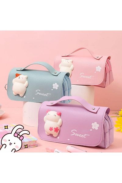 erorex Large Capacity Pencil Case 3 Compartment Pouch Pen Bag Students Stationery Pouch Pencil Holder Desk
