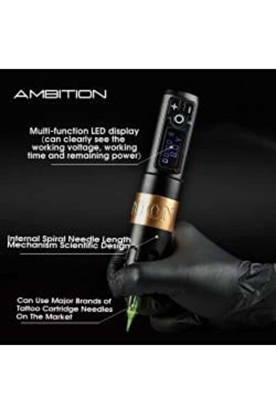 Ambition Soldier Kablosuz Dövme Makinesi - Black