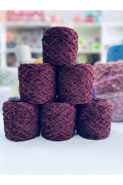 göçer Fine Velvet Hand Knitting Yarn Color Burgundy Visual Net 650 g